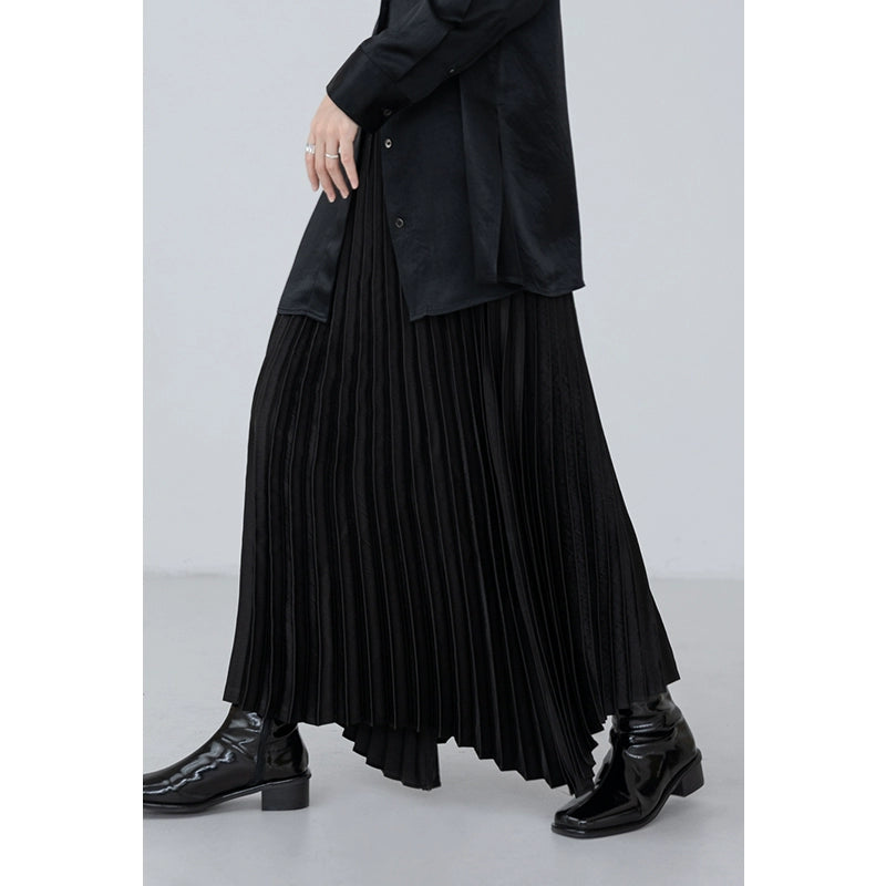 [Oferta por tiempo limitado] Conjunto de camisa con textura satinada brillante premium y falda irregular de CAREMIND para primavera 