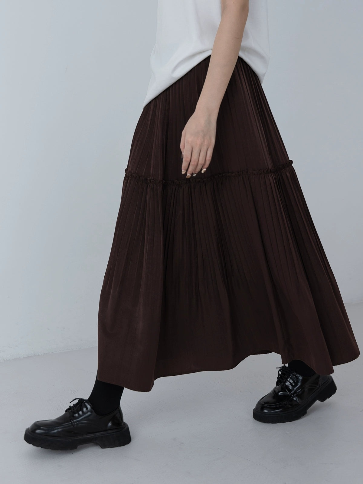 [Oferta por tiempo limitado] Falda plisada con cintura elástica de goma CAREMIND Falda larga plisada de primavera para mujer 