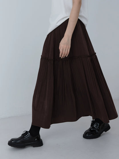 [Oferta por tiempo limitado] Falda plisada con cintura elástica de goma CAREMIND Falda larga plisada de primavera para mujer 