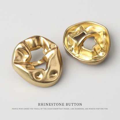 3261★  Irregular metal hollow buttons Versatile coat trench coat gold buttons blazer top silver buttons