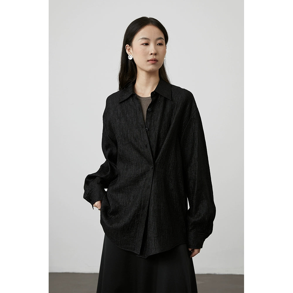 [Estética china] Camisa de alta gama de manga larga para viajeros con textura antiarrugas de alta calidad y tres colores CAREMIND