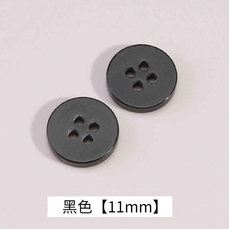 3326★  High-grade natural real horn buttons men's and women's retro cotton and linen polo shirt shirt buttons black coffee small buttons