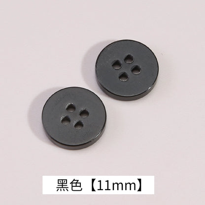 3326★  High-grade natural real horn buttons men's and women's retro cotton and linen polo shirt shirt buttons black coffee small buttons