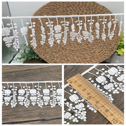 3672 Exquisito encaje DIY ropa cortinas accesorios textiles para el hogar encaje con flecos de seda de leche bordado soluble en agua