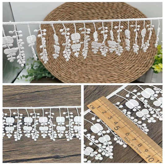 3672 Exquisito encaje DIY ropa cortinas accesorios textiles para el hogar encaje con flecos de seda de leche bordado soluble en agua