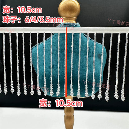 3722 Pañuelo para la cabeza con flecos de cuentas de cristal de imitación hecho a mano, accesorios para pantallas de lámparas, cortinas, vestido de novia, falda, encaje decorativo DIY