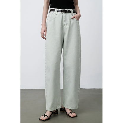 Pantalones vaqueros de talle medio alto y pierna ancha estrechos de color albaricoque de CAREMIND, pantalones pequeños de pierna recta de nueve puntos para niños 