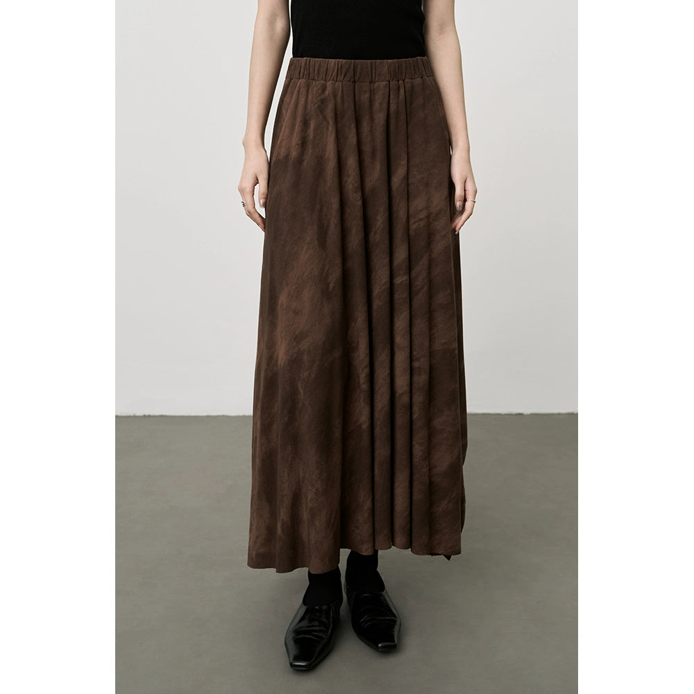 Falda superdelgada color café oscuro retro Maillard de CAREMIND, falda plisada irregular para niños 
