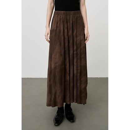 Falda superdelgada color café oscuro retro Maillard de CAREMIND, falda plisada irregular para niños 