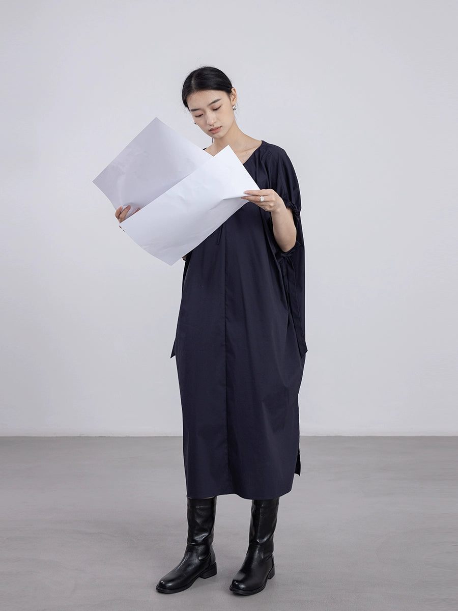 [Oferta especial por tiempo limitado] Vestido de diseño industrial pesado azul marino de alta gama CAREMIND, vestido de encaje sin mangas, mediano y largo 