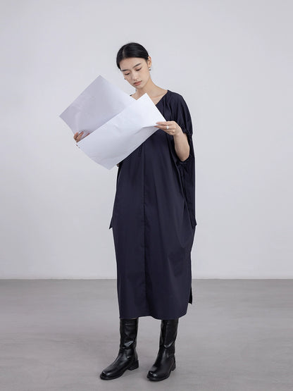 [Oferta especial por tiempo limitado] Vestido de diseño industrial pesado azul marino de alta gama CAREMIND, vestido de encaje sin mangas, mediano y largo 