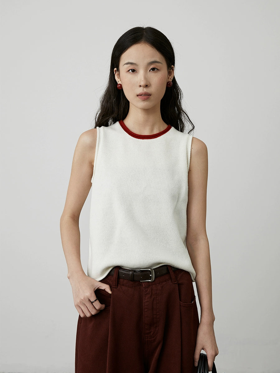 [Shu Nuan Wool] CAREMIND Simple Worsted 100% Wool Set Crew Neck Vest Cardigan Two-piece Set Autumn