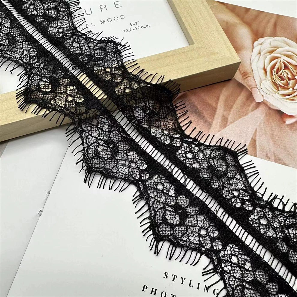 3760 Exquisito tul de exportación de borde simple y doble, accesorios de encaje para pestañas, ropa de bricolaje, cuello, borde, falda, manga, material