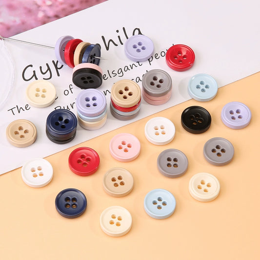 3403★  Color round four-eye shirt buttons children's sweater cardigan versatile buttons clothes jacket high-end button accessories