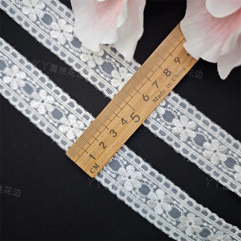 3826 Accesorios de bordado de malla con borde de encaje bilateral, encaje de algodón puro hecho a mano, accesorios para el cabello, ropa, falda, cinturón de encaje