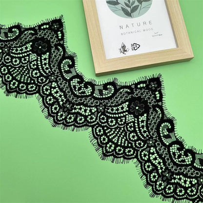 3750 Accessoires exquis en dentelle de cils, bord en dentelle de cils ondulé épaissi, vêtements en voile faits à la main largeur 17 cm