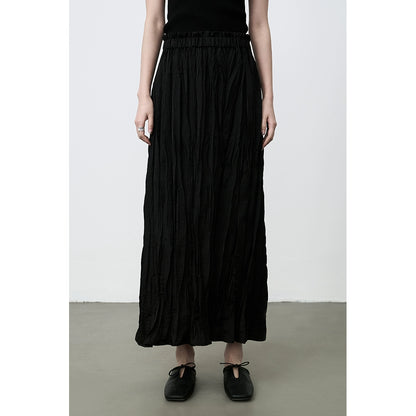 Falda de textura plisada negra CAREMIND, falda larga de cintura elástica en forma de H para niños 