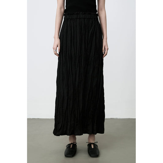 Falda de textura plisada negra CAREMIND, falda larga de cintura elástica en forma de H para niños 