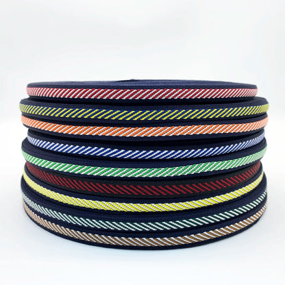 3854 Tira lateral de cinta jacquard de sarga de color de 1 cm para accesorios de ropa, tira de prensado de bordes, tira de ribete para textiles del hogar