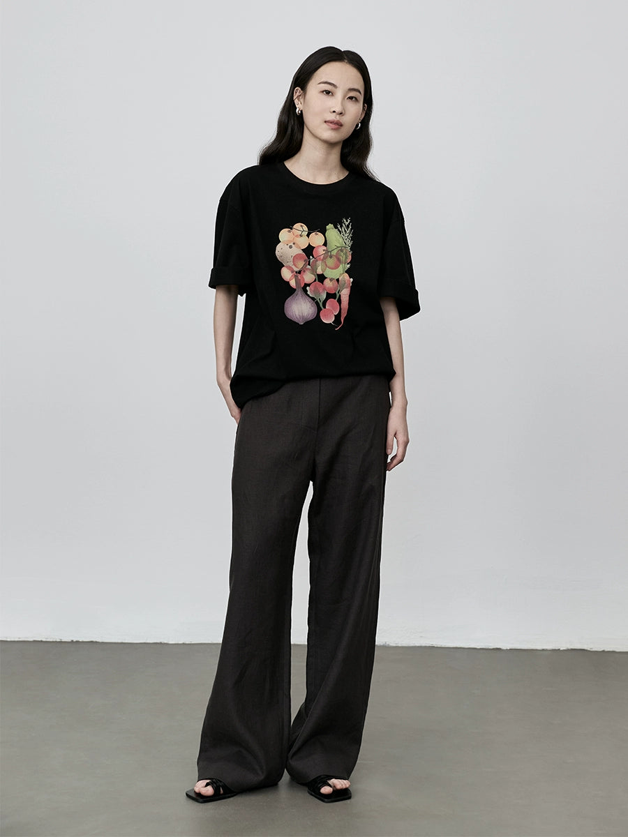 Pantalones de lino de estilo minimalista con dinero antiguo de CAREMIND para uso diario en otoño, pantalones anchos de pierna y cintura alta, pantalones casuales sueltos 