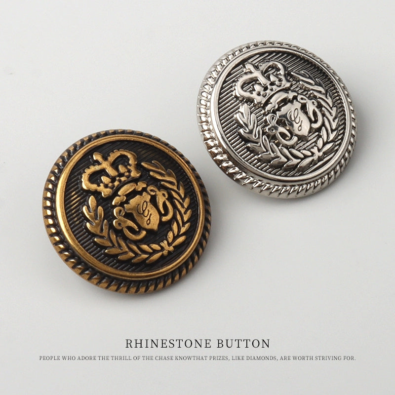 3276★  Vintage Crown Wheat Ear Metal Buttons Bronze Coat Windbreaker Buttons Suit Jacket Sweater College Style Buttons