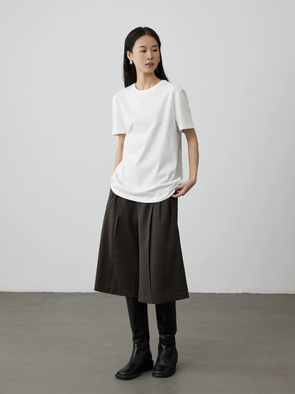 [Universal base] CAREMIND pure cotton white short-sleeved T-shirt round neck loose inner base top new