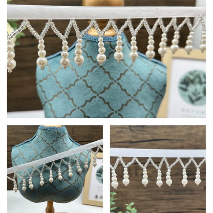 3693 Encaje con flecos y cuentas hecho a mano, colgante de calabaza con perlas Hanfu, accesorios para ropa cheongsam, correas para cortinas de cuentas DIY