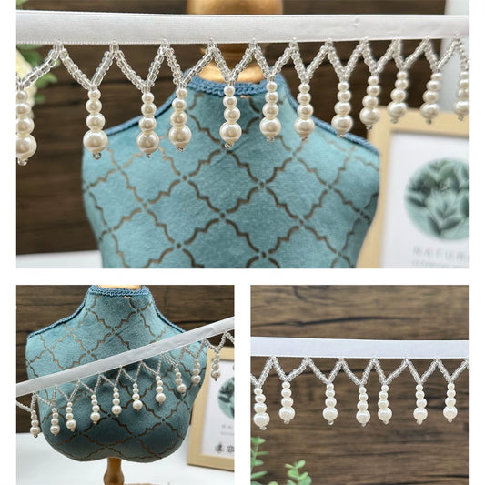 3693 Encaje con flecos y cuentas hecho a mano, colgante de calabaza con perlas Hanfu, accesorios para ropa cheongsam, correas para cortinas de cuentas DIY