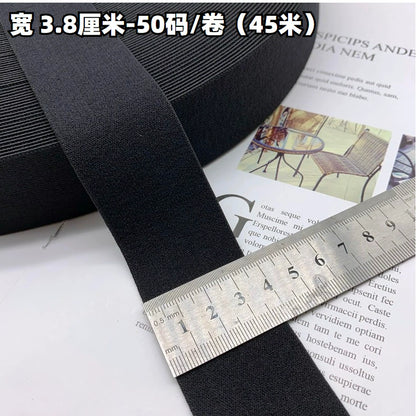 3869 1-3,8 cm banda elástica de nailon puro engrosada de gamuza negra, accesorios de alta elasticidad, cinturilla deportiva de yoga, cuerda de goma