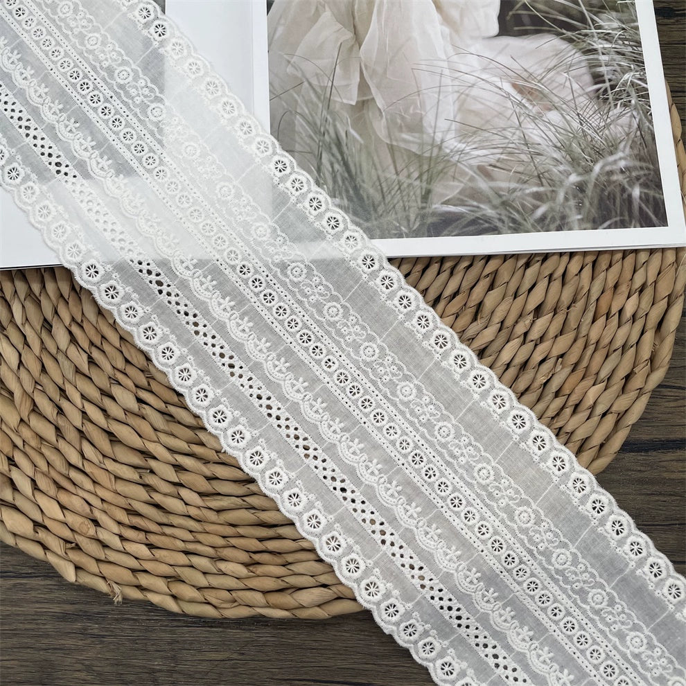 3781 Ropa de bebé de alta calidad con borde de algodón bordado, encaje, empalme de cuello y falda, accesorios para empalme de cortinas para el hogar