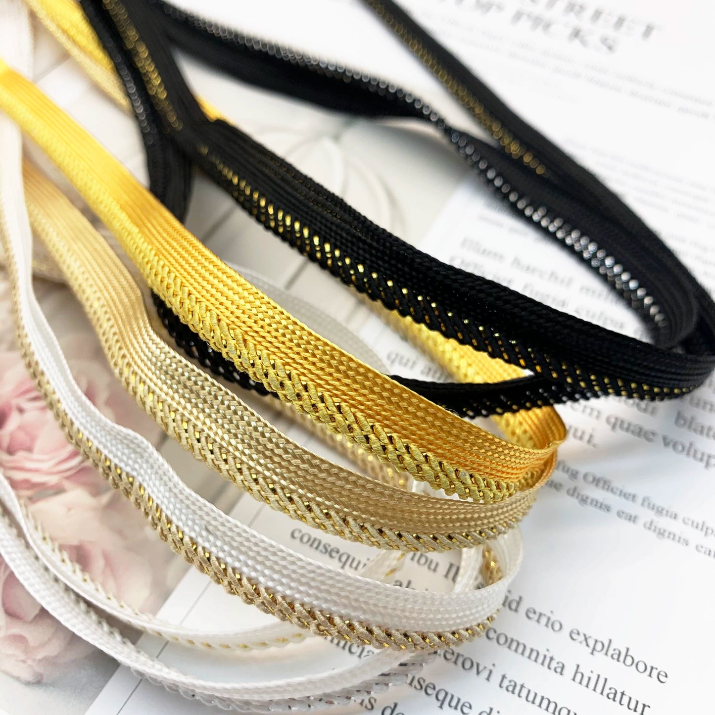 3843 Spot 1cm oro y plata alambre tejido niño cinta maestra brote tira accesorios ropa tira de borde con incrustaciones almohada tira de borde con incrustaciones de cuerda de ribete