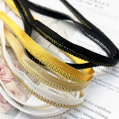 3843 Spot 1cm oro y plata alambre tejido niño cinta maestra brote tira accesorios ropa tira de borde con incrustaciones almohada tira de borde con incrustaciones de cuerda de ribete