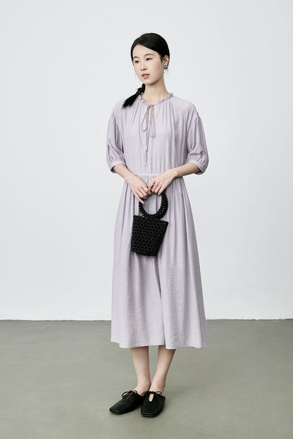 Vestido francés suave con escote en V y borde en forma de hongo de CAREMIND, ajustado, de estilo medio 