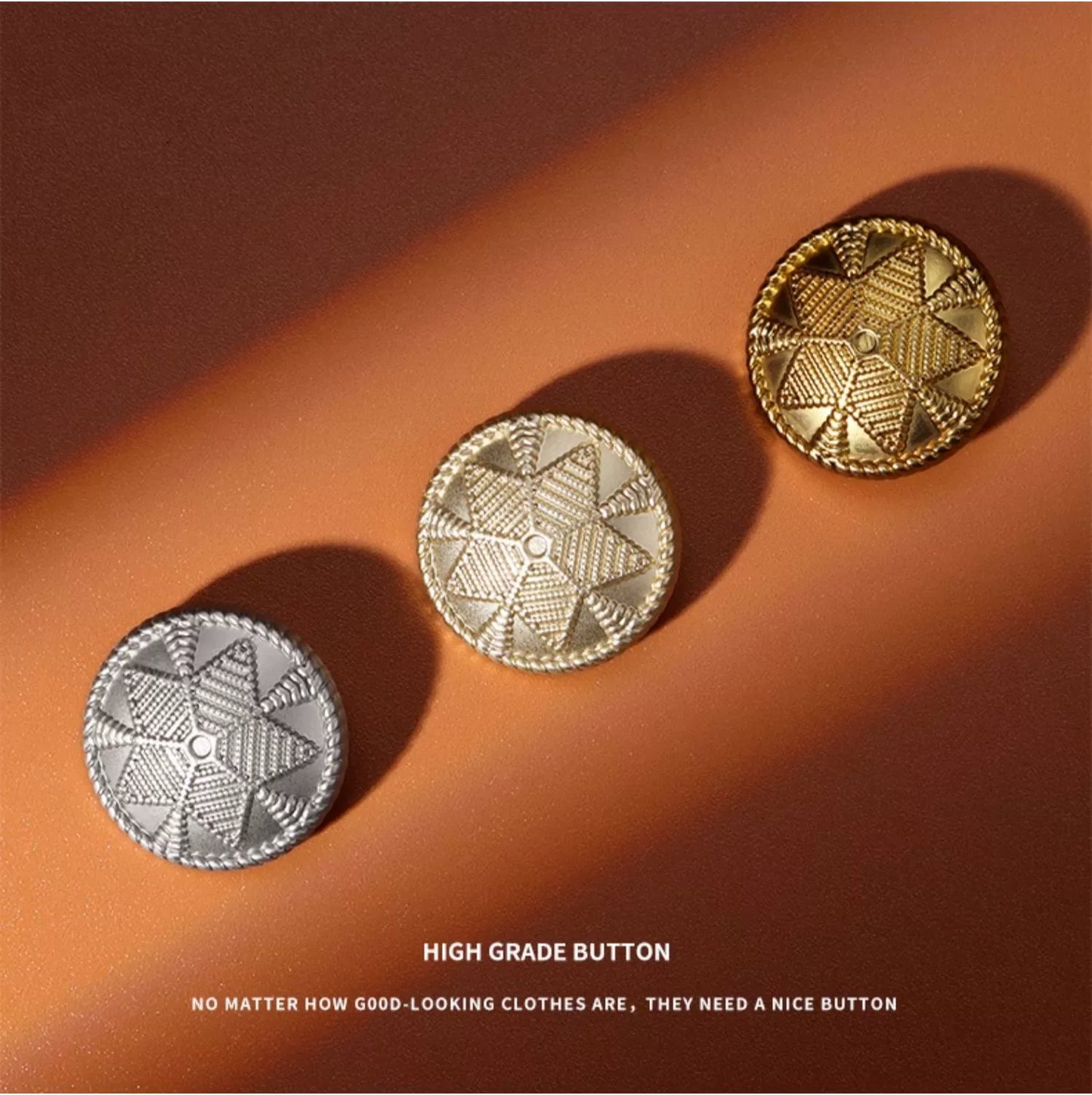 3263★ High-end gold five-pointed star buttons clothes jacket sweater metal buttons versatile round small fragrant buttons