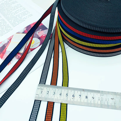 Cinta de punto de salto de 1 cm con rayas de color, cinta de ribete para ropa, cinta de prensado para bordes, cinta de jacquard, accesorios para ropa