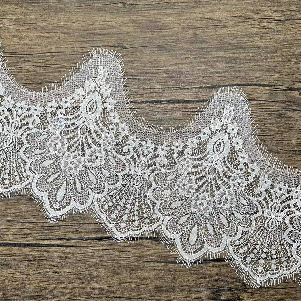 3761 ancho 28 cm 3 metros largo suave malla pestañas barba encaje DIY velo de novia encaje decorativo accesorios de ropa