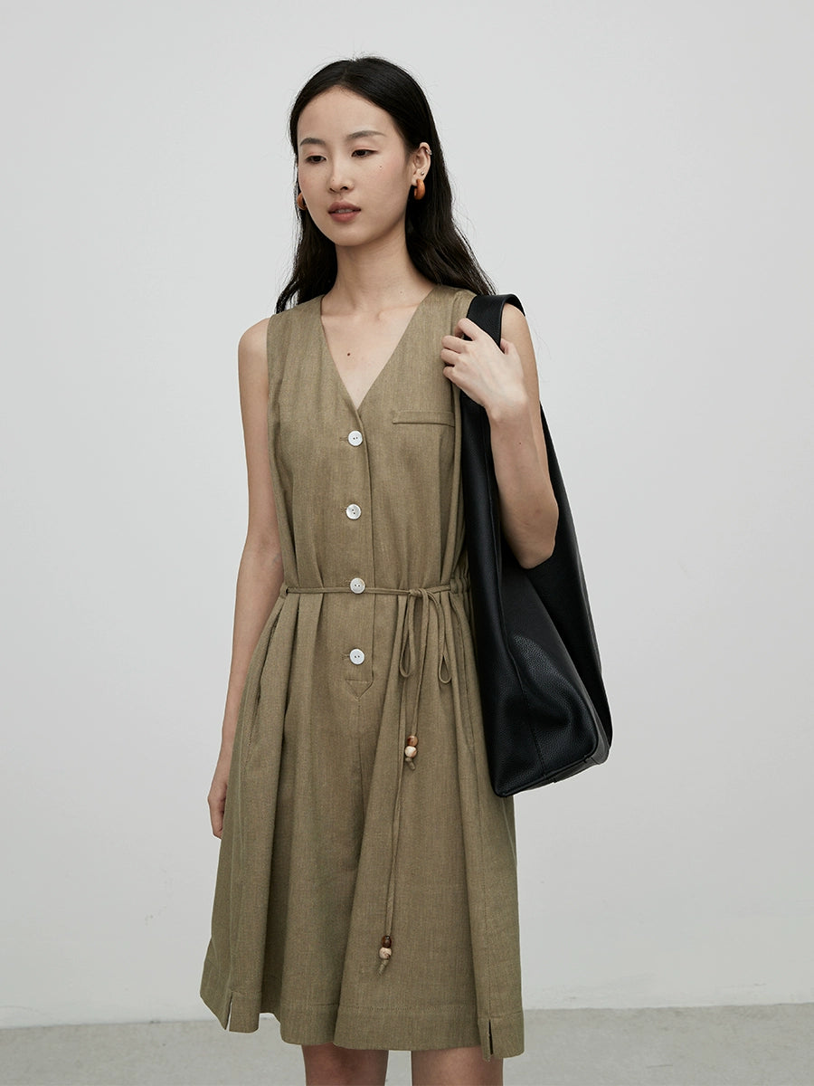 [Mono de vacaciones] Mono sin mangas con herramientas personalizadas de CAREMIND, chaleco con cordones en la cintura y pantalones cortos de pierna ancha 