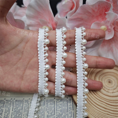 3708 Ropa hecha a mano DIY, decorativa, con cuentas, cordón de encaje, perla, cuello cheongsam, puños, borde con accesorios de ropa