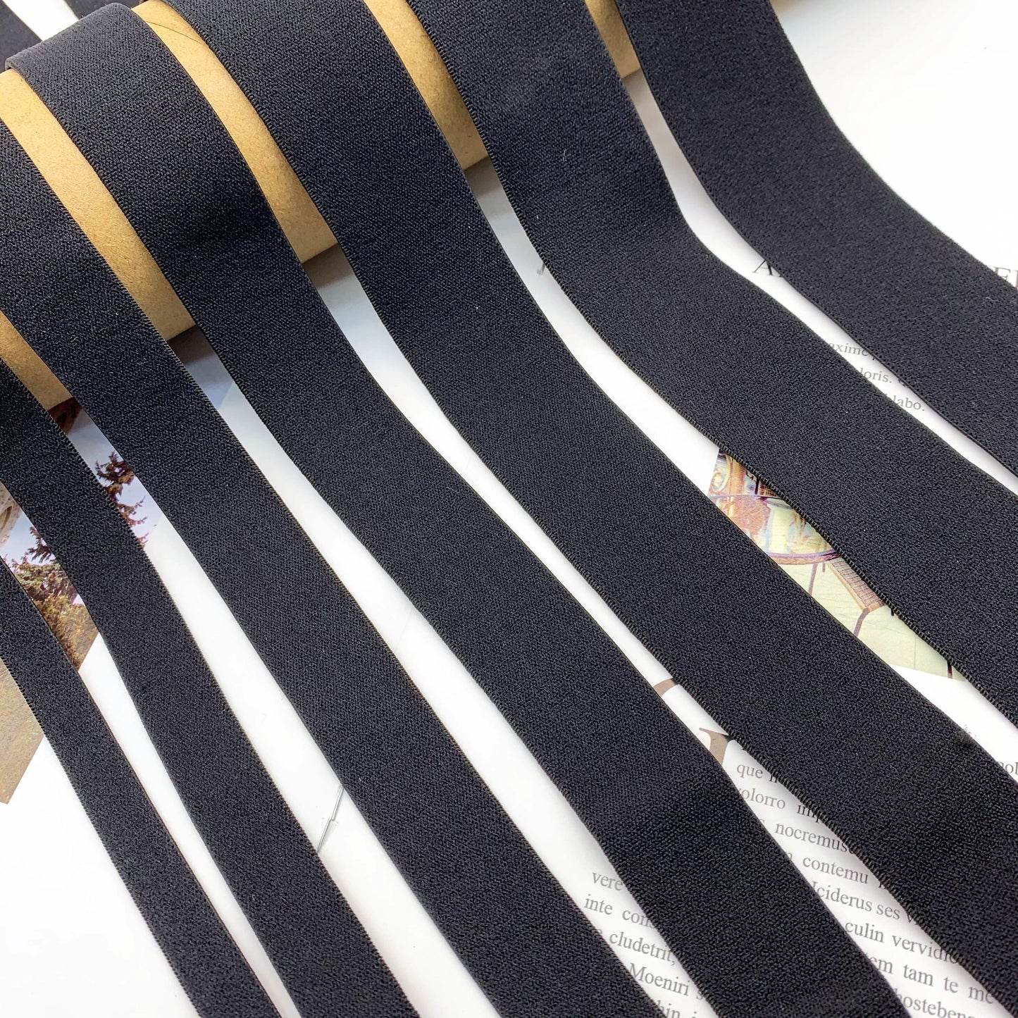 3869 1-3,8 cm banda elástica de nailon puro engrosada de gamuza negra, accesorios de alta elasticidad, cinturilla deportiva de yoga, cuerda de goma