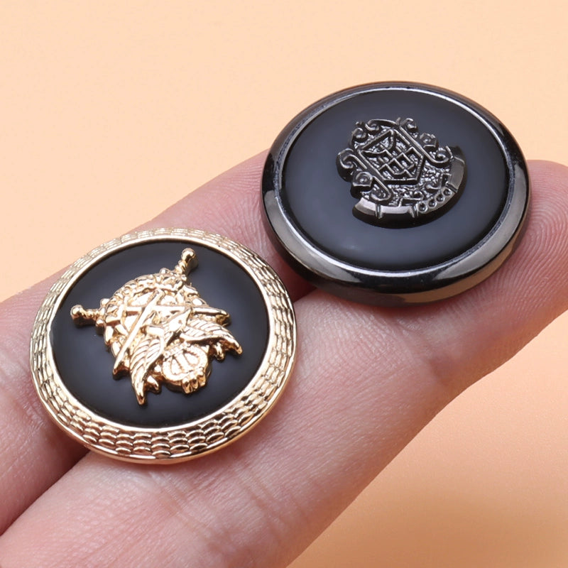 3458★ Botones metálicos redondos negros para abrigos, versátiles, para decoración de chaquetas británicas, accesorios de alta gama, botones para suéteres