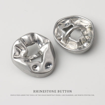 3261★  Irregular metal hollow buttons Versatile coat trench coat gold buttons blazer top silver buttons