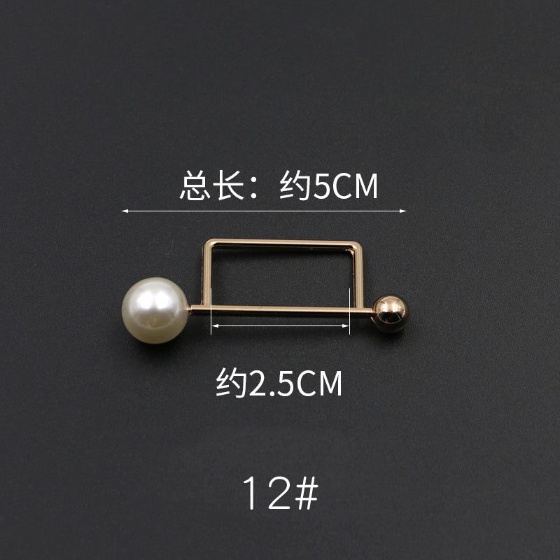 3529★ Versión coreana de moda con hebilla de anillo de metal, hebilla de alfiler de perla, abrigo, chaqueta, suéter, bufanda, accesorios, hebilla decorativa, hebilla de cinturón