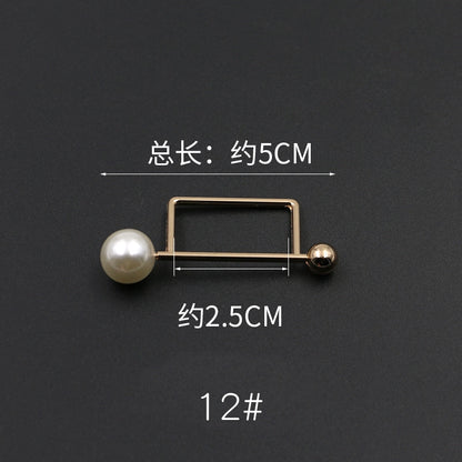 3529★ Versión coreana de moda con hebilla de anillo de metal, hebilla de alfiler de perla, abrigo, chaqueta, suéter, bufanda, accesorios, hebilla decorativa, hebilla de cinturón