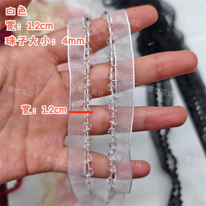 3726 Largeur 1,2 cm Nouvelle couleur Maille Cristal Perles Dentelle Accessoires, Fait Main DIY Vêtements Bordure Accessoires