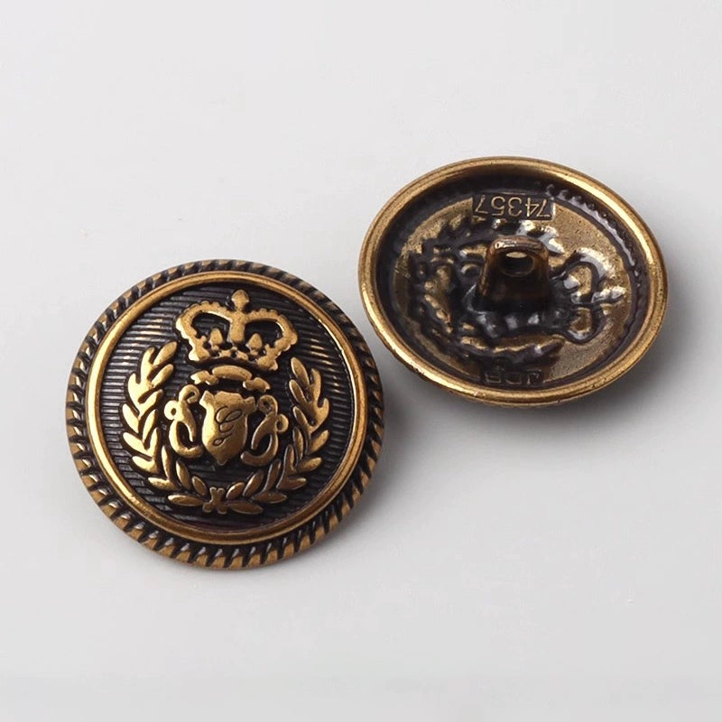 3276★  Vintage Crown Wheat Ear Metal Buttons Bronze Coat Windbreaker Buttons Suit Jacket Sweater College Style Buttons
