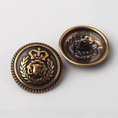 3276★  Vintage Crown Wheat Ear Metal Buttons Bronze Coat Windbreaker Buttons Suit Jacket Sweater College Style Buttons