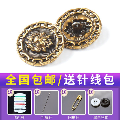 3452★ Botones dorados vintage, tops de alta gama para hombres y mujeres, abrigos de lana, abrigos, botones de metal, botones redondos versátiles para ropa