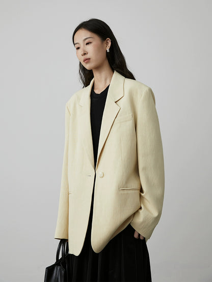 [Departamento de Naturaleza Viajero] Chaqueta de temperamento suelto CAREMIND Traje de lino tencel para mujer 