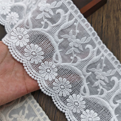 Encaje bordado de algodón puro de alta calidad, 3804 cm de ancho y 10 cm de alto, hecho a mano, para ropa, dobladillo de falda, escote extendido, accesorios de ropa