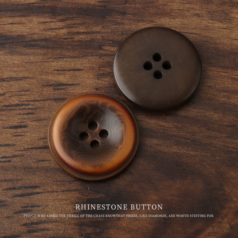 3284★  Coffee burnt edge fruit buttons versatile high-end woolen coat trench coat buttons suit dress jacket four-eye buttons